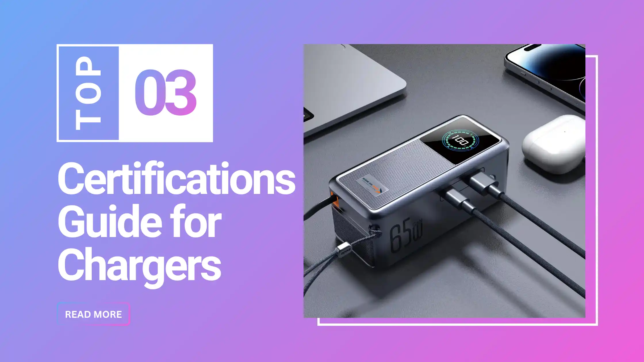 WOWOHCOOL chargers with UL, CE, and FCC certification marks