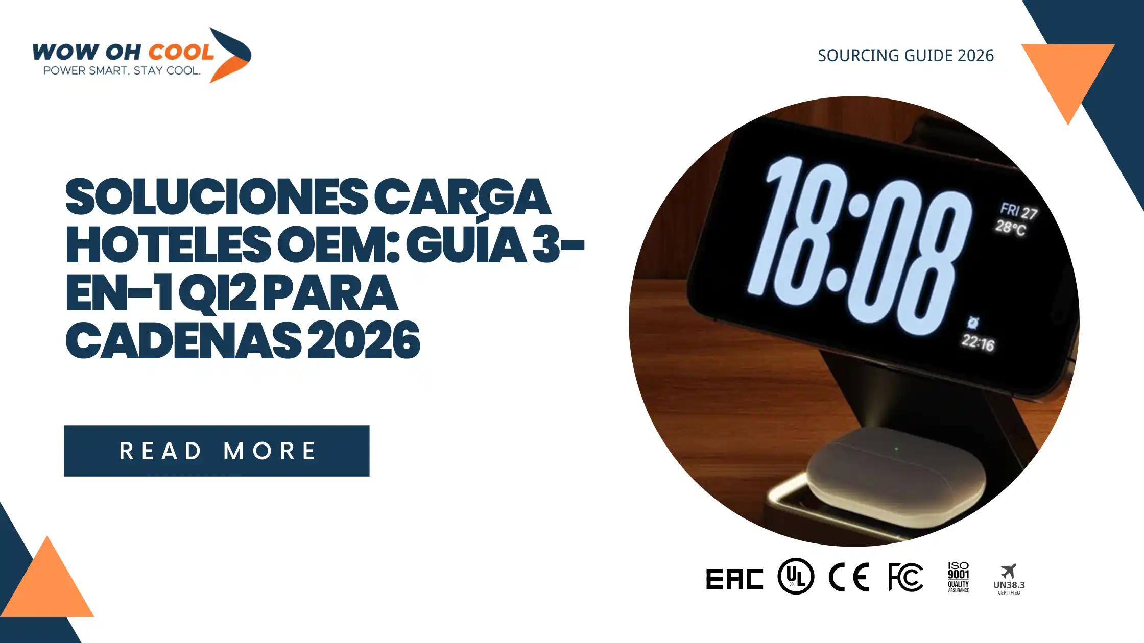 Soluciones de carga 3-en-1 para hoteles OEM: estación Qi2 y hub USB-C PD con marca, fábrica en Shenzhen | WOWOHCOOL