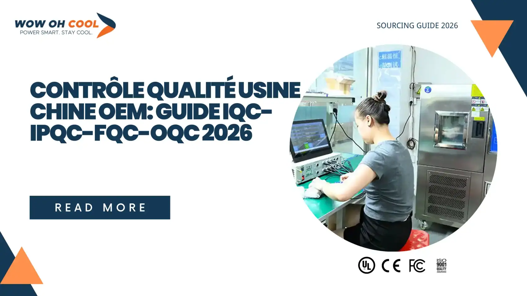 Contrôle qualité en usine Chine pour chargeurs OEM, processus IQC-IPQC-FQC-OQC, test vieillissement, équipements de mesure