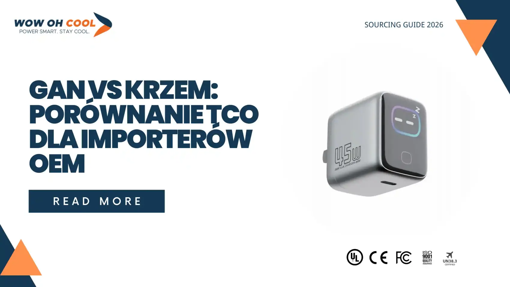 Porównanie ładowarek GaN vs krzem dla importerów OEM — sprawność 93-95% vs 85%, rozmiar o 60% mniejszy, TCO przez 3 lata