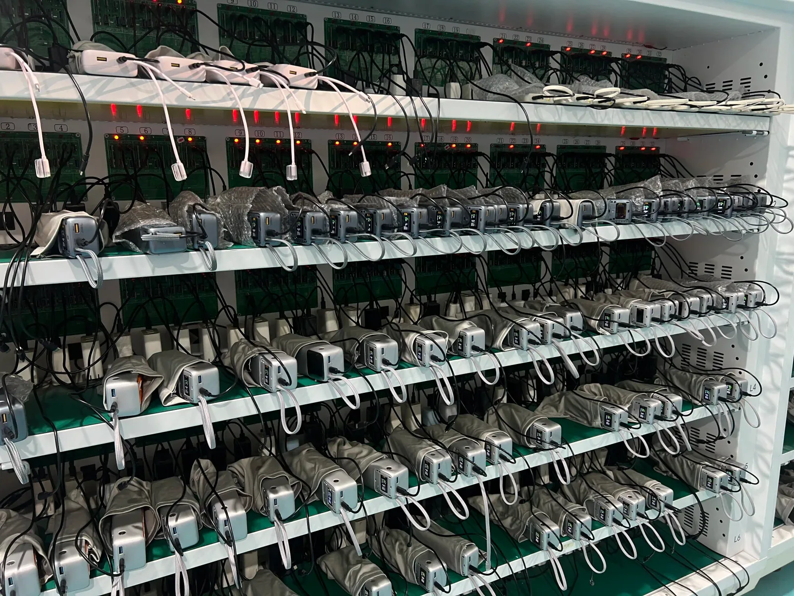 Semi-solid state power bank aging test rack WOWOHCOOL Shenzhen QC laboratory