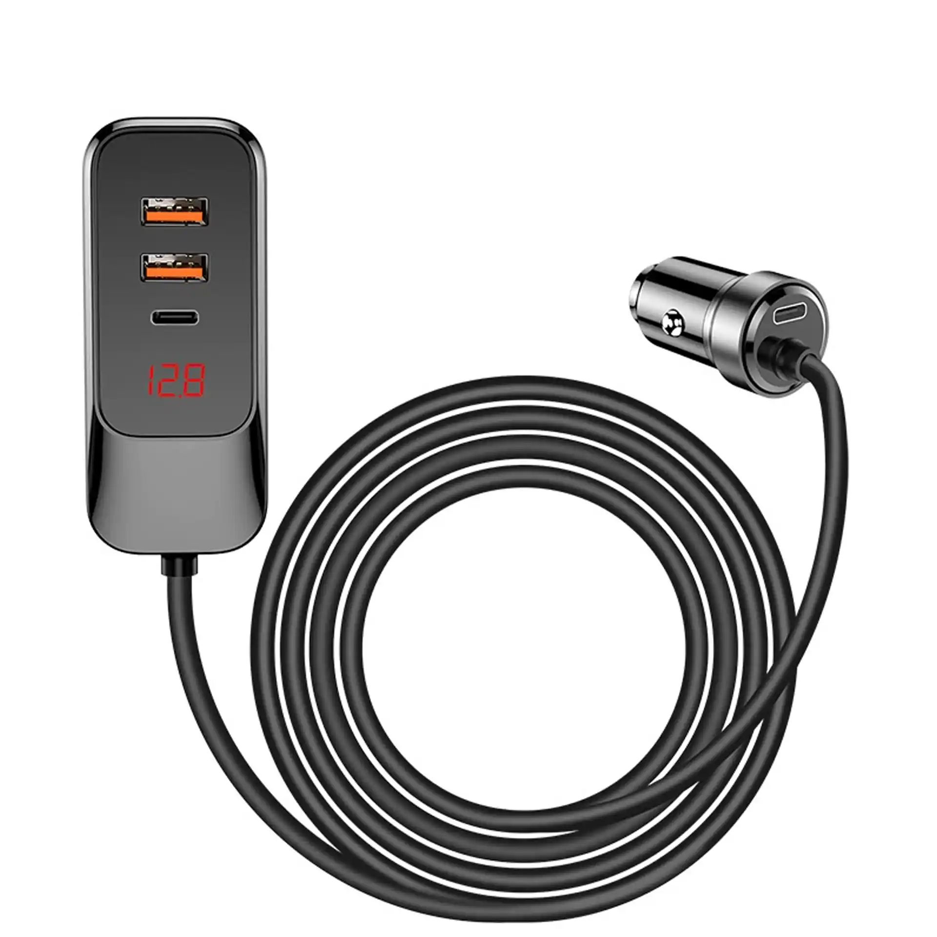 WOWOHCOOL factory 120W rear seat car charger hub with 1.5M extension cable - fleet vehicle multi-port charging station OEM