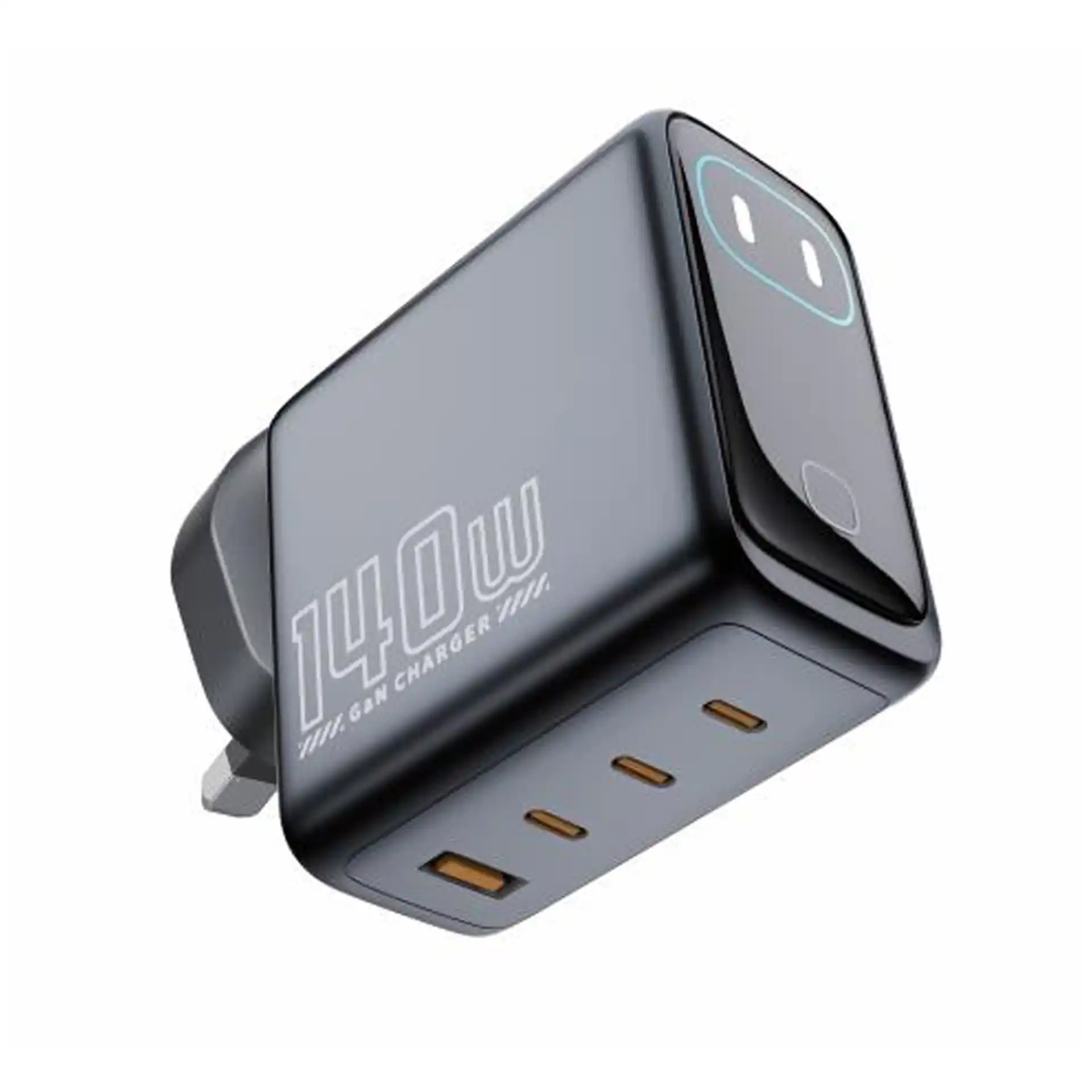 WOP140 140W GaN Charger 4-Port USB-C PD 3.1 AI Display Aluminum Window