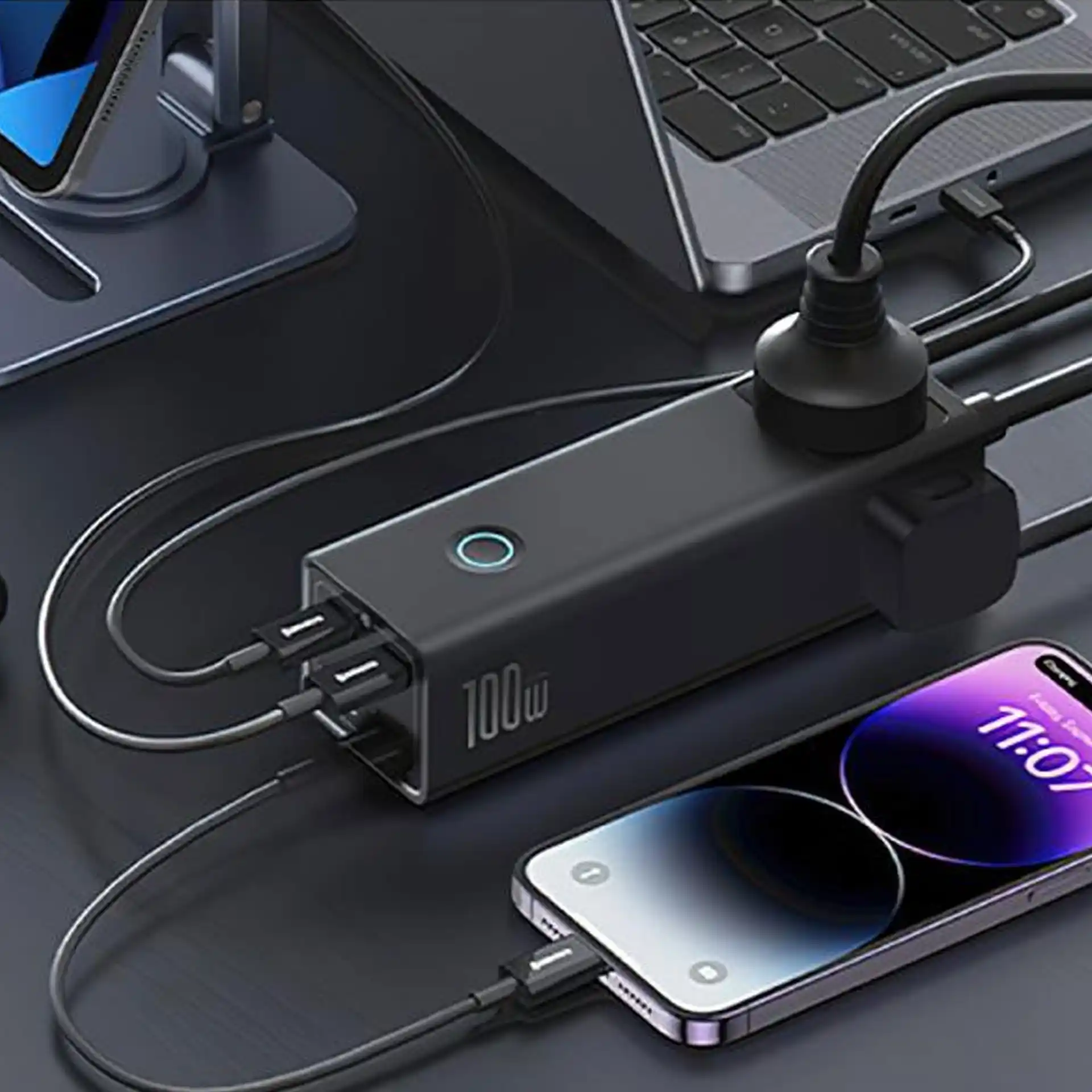 WOP80 100W GaN V multi-port power strip with USB-C PD for OEM desktop charging