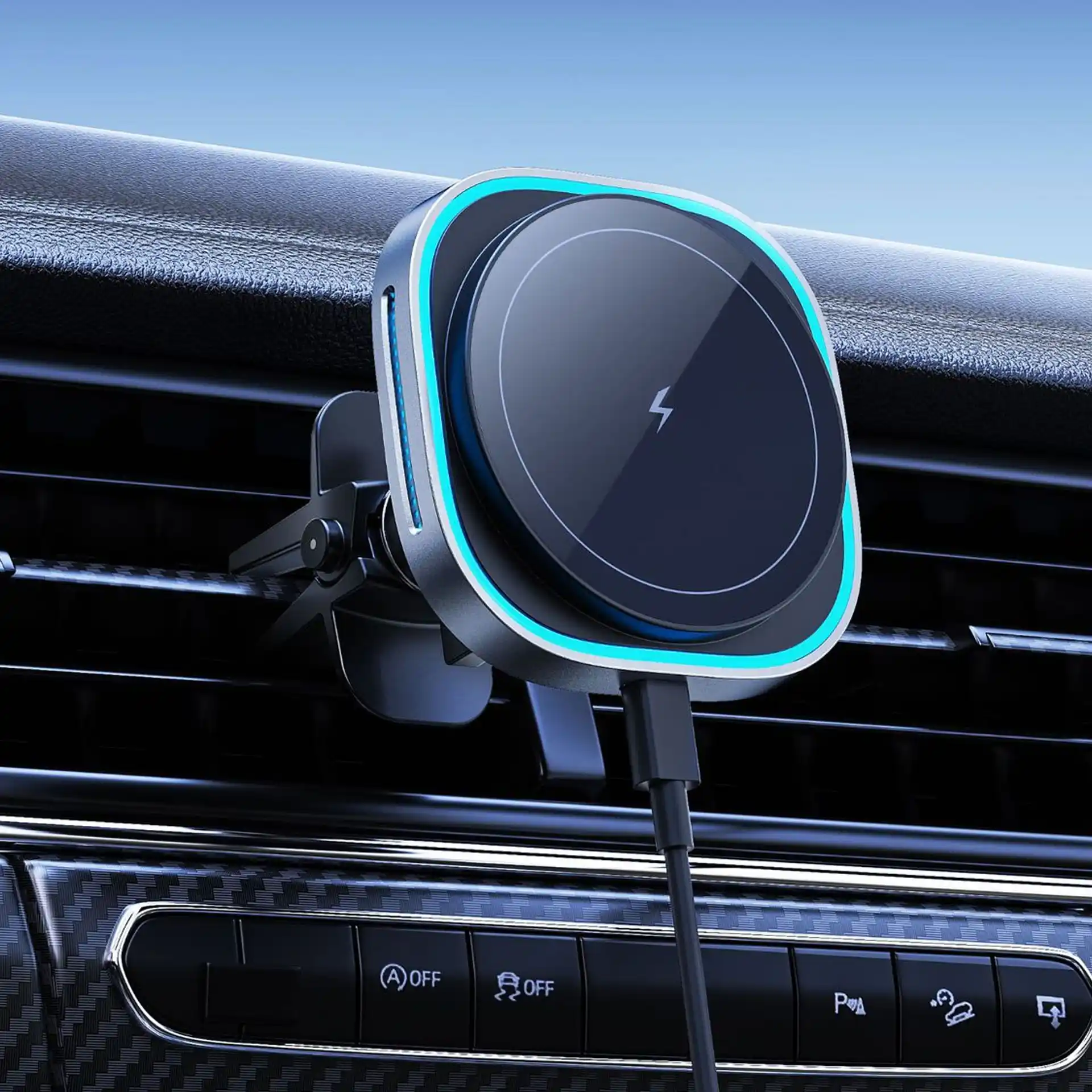 WOW39 Qi2 15W Car Magnetic Wireless Charger Phone Holder for iPhone 16 - 14 N52 Magnets Car Mount Factory OEM