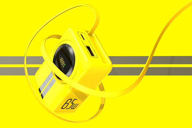 65W Fast Charging Charger with Retractable Type-C Cable and 3 Ports