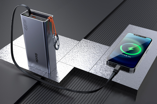 45W Fast Charging 10000mAh Metal Power Bank with Retractable Type-C Cable