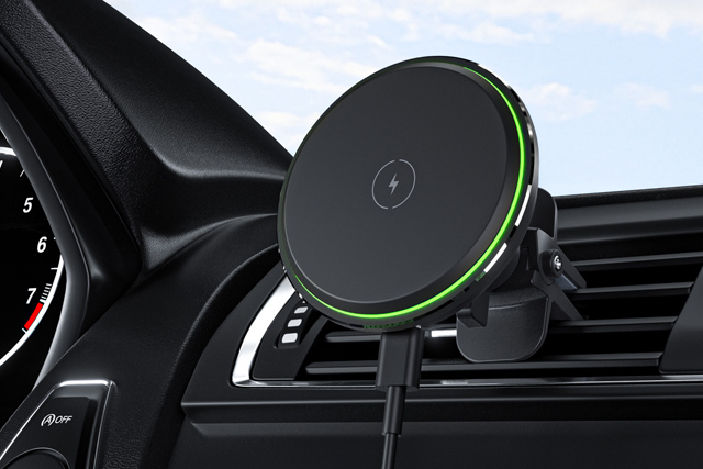 Magnetic Round Car Wireless Charger for iPhone and Smartphones