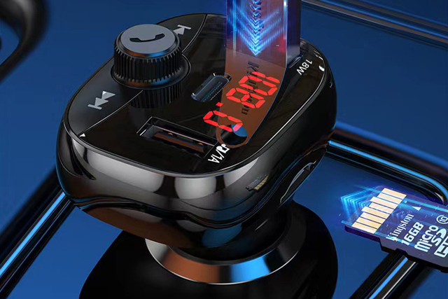 Bluetooth 5.0 FM Transmitter and 50W Car Charger with Digital Display PD Fast Charging Type-C Port